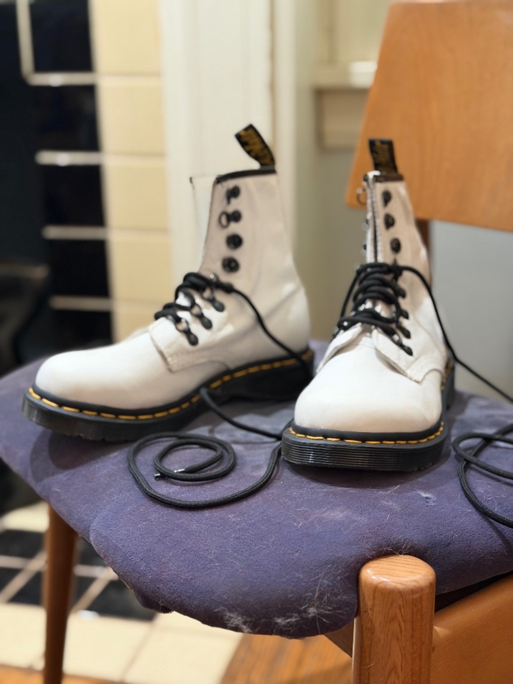 White Dr Martens Lace up Boots